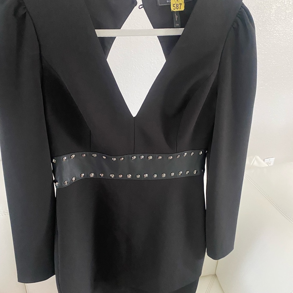 BCBGMaxAzria Black Mini Dress with Studded Detail
